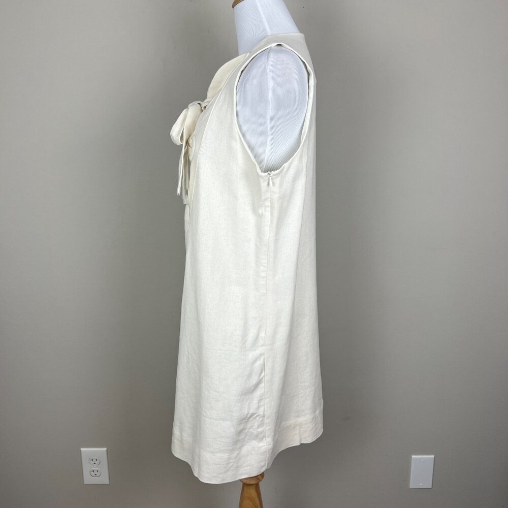 Hyacinth House Tuckernuck Mini Dress Womens Medium‎ Ivory Linen Cotton Lace Up M - Picture 7 of 16